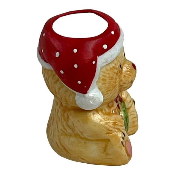 Vintage RUSS BERRIE Christmas Bears Mini Candle Holders Set Of 4 Taper 4.75” Lot - Picture 5 of 8